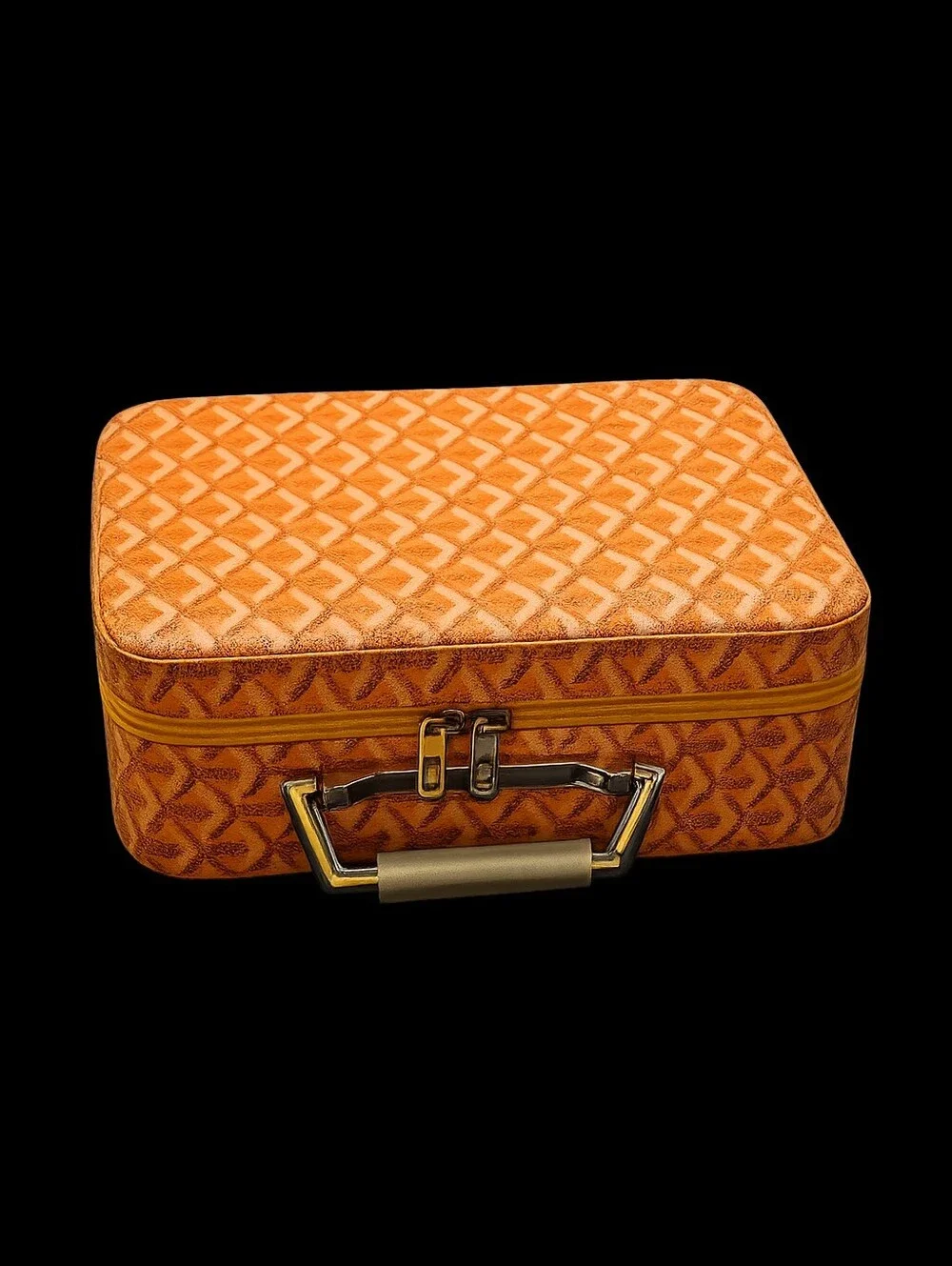 Premium Travel Storage Box - Pink Inner with Orange Pattern Exterior
